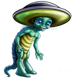 Alien Cartoon With Ufo Png 06282024 PNG image