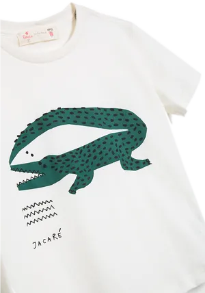 Alligator Print White T Shirt