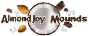 Almond Joy Mounds Logowith Ingredients PNG image