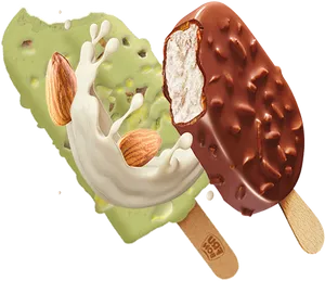 Almond Pistachio Ice Cream Bars PNG image