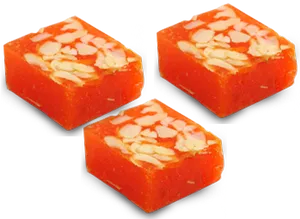 Almond Topped Orange Turkish Delight PNG image