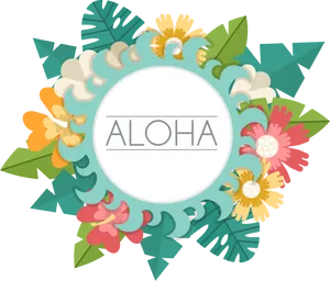 Aloha Floral Leaf Border Design PNG image