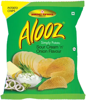 Aloo Z Sour Cream Onion Chips Package PNG image