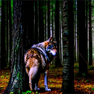 Alpha Wolf In Dark Woods PNG 06292024