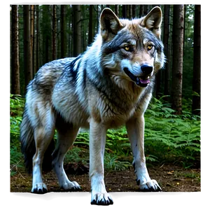 Alpha Wolf In Dark Woods PNG Qec