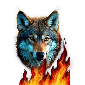 Alpha Wolf In Flames PNG 06292024