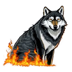 Alpha Wolf In Flames PNG 92