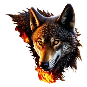 Alpha Wolf In Flames PNG Mpe PNG