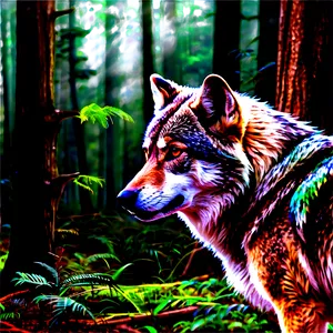 Alpha Wolf In Mystic Forest PNG 06292024
