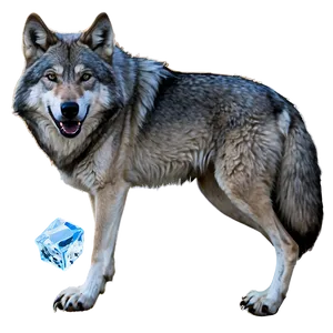 Alpha Wolf With Ice Background PNG Rnl