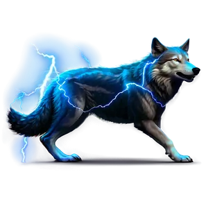 Alpha Wolf With Lightning PNG 06292024