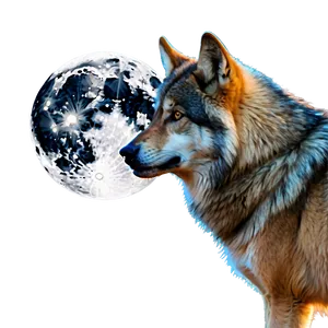 Alpha Wolf With Moon Background PNG 4 PNG