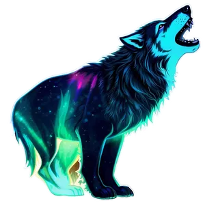 Alpha Wolf With Northern Lights PNG 06292024 PNG