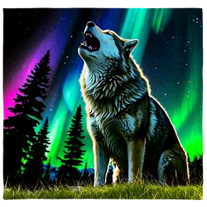 Alpha Wolf With Northern Lights PNG 78 PNG