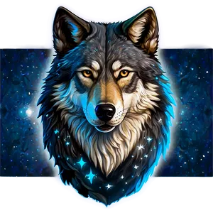 Alpha Wolf With Stars PNG Uhx65 PNG