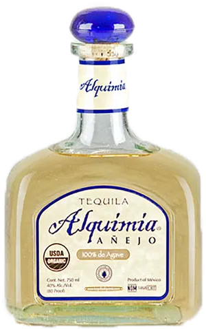 Alquimia Anejo Tequila Bottle PNG image