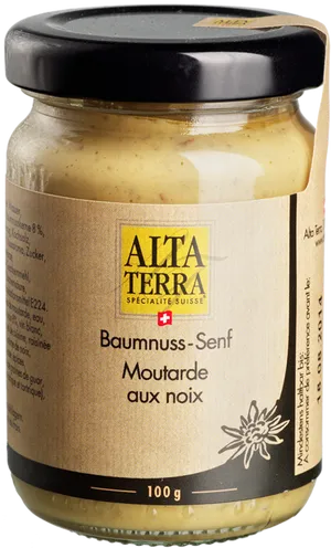 Alta Terra Swiss Walnut Mustard Jar PNG image