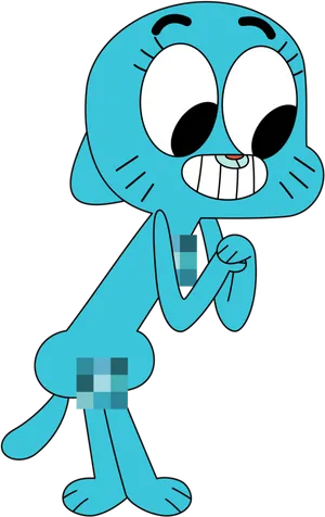 Amazed Blue Cartoon Character PNG image