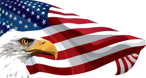 American Eagleand Flag Illustration PNG