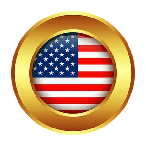 American Flag Emblem Golden Border PNG image