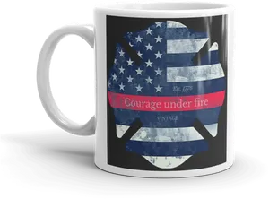 American Flag Firefighter Mug Print PNG image