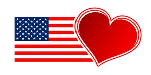 American Flag Heart Love