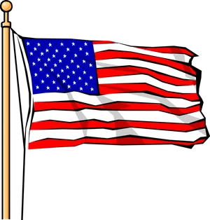 American Flag Waving Illustration PNG