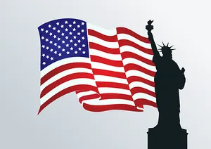 American Flagand Statueof Liberty Silhouette PNG image