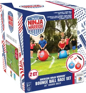 American Ninja Warrior Bounce Ball Race Set Packaging PNG image