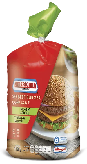 Americana Beef Burger Packaging PNG image