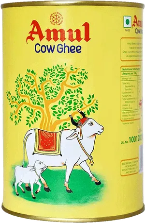 Amul Cow Ghee Tin Packaging PNG image