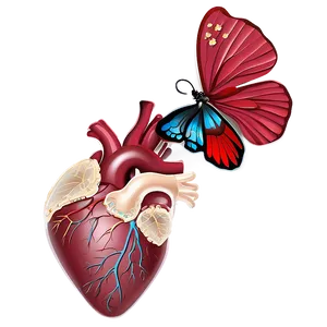 Anatomical Heart With Butterflies PNG 41 PNG