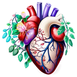 Anatomical Heart With Flowers And Vines PNG 61 PNG