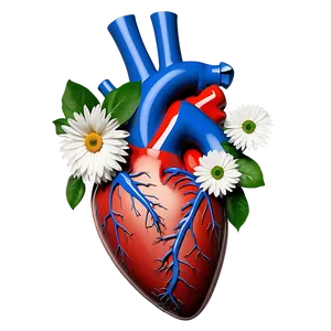 Anatomical Heart With Flowers And Vines PNG Smx PNG