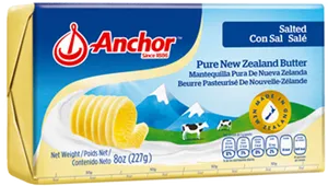 Anchor New Zealand Salted Butter Package PNG image