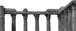 Ancient Corinthian Columns Sky Background PNG image