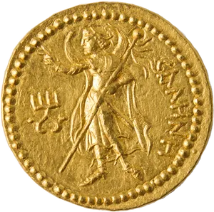 Ancient Gold Coinwith Figure PNG image