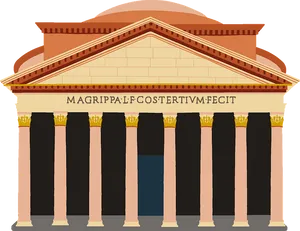 Ancient Roman Temple Facade PNG