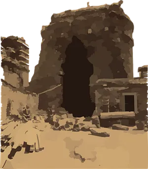Ancient Ruins Silhouette PNG image
