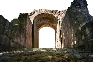 Ancient Stone Archwayat Night PNG image