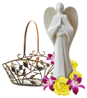Angel Figurineand Decorative Basket