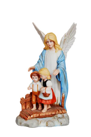 Angel Guarding Children Statuette PNG image