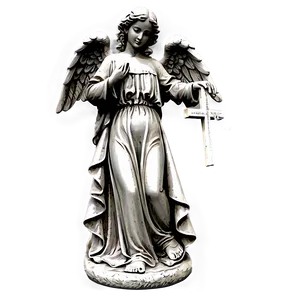 Angel Holding Cross Statue PNG 24 PNG