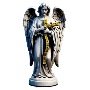 Angel Holding Cross Statue PNG Qps64 PNG