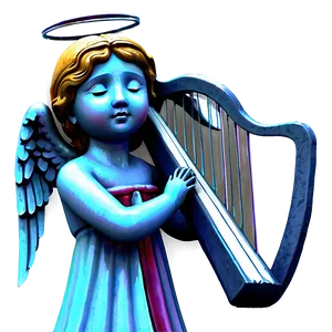 Angel With Harp Figure PNG 06202024