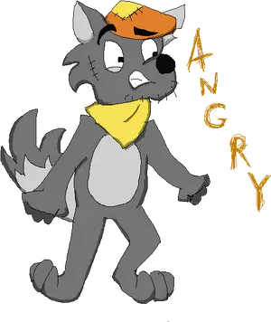 Angry Anthropomorphic Wolf Character PNG image