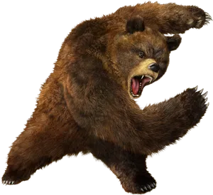 Angry Brown Bear Roaring PNG image