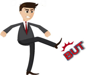 Angry Businessman Kicking Word But.png PNG image