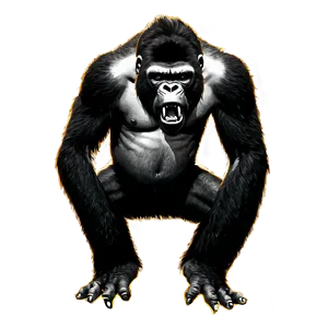 Angry Gorilla Black And White PNG Ofs27 PNG