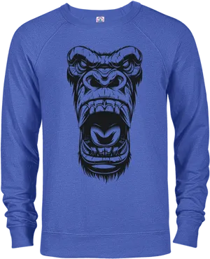 Angry Gorilla Graphic Blue Sweatshirt PNG image